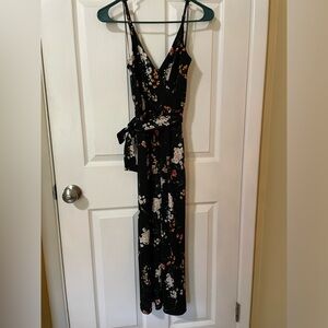 Kaileigh Rica Knit Black Floral Crop Jumpsuit